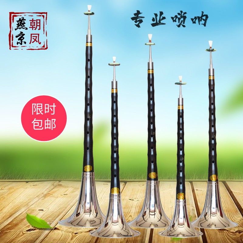 包邮朝凤燕京唢呐乐器厂家直销优质乌木唢呐初学D调C降B送配件