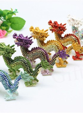 手工珐琅工艺满钻中国龙摆件时尚招财摆件金属工艺礼品送朋友