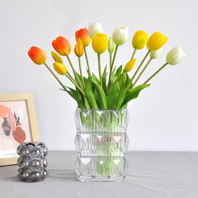 5头软胶郁金香仿真花束高级感家居装饰假花摆件摄影道具跨境热卖