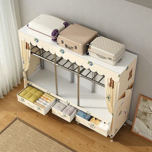 简易衣柜出租房用家用卧室金属框架加粗加厚组装宿舍收纳柜布衣橱