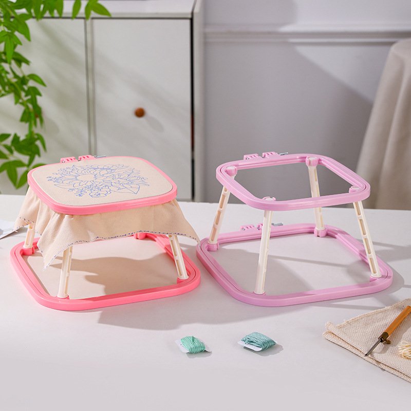 法式桌面绣架可调节双层一体式abs绣绷刺绣工具桌面嵌入式架子