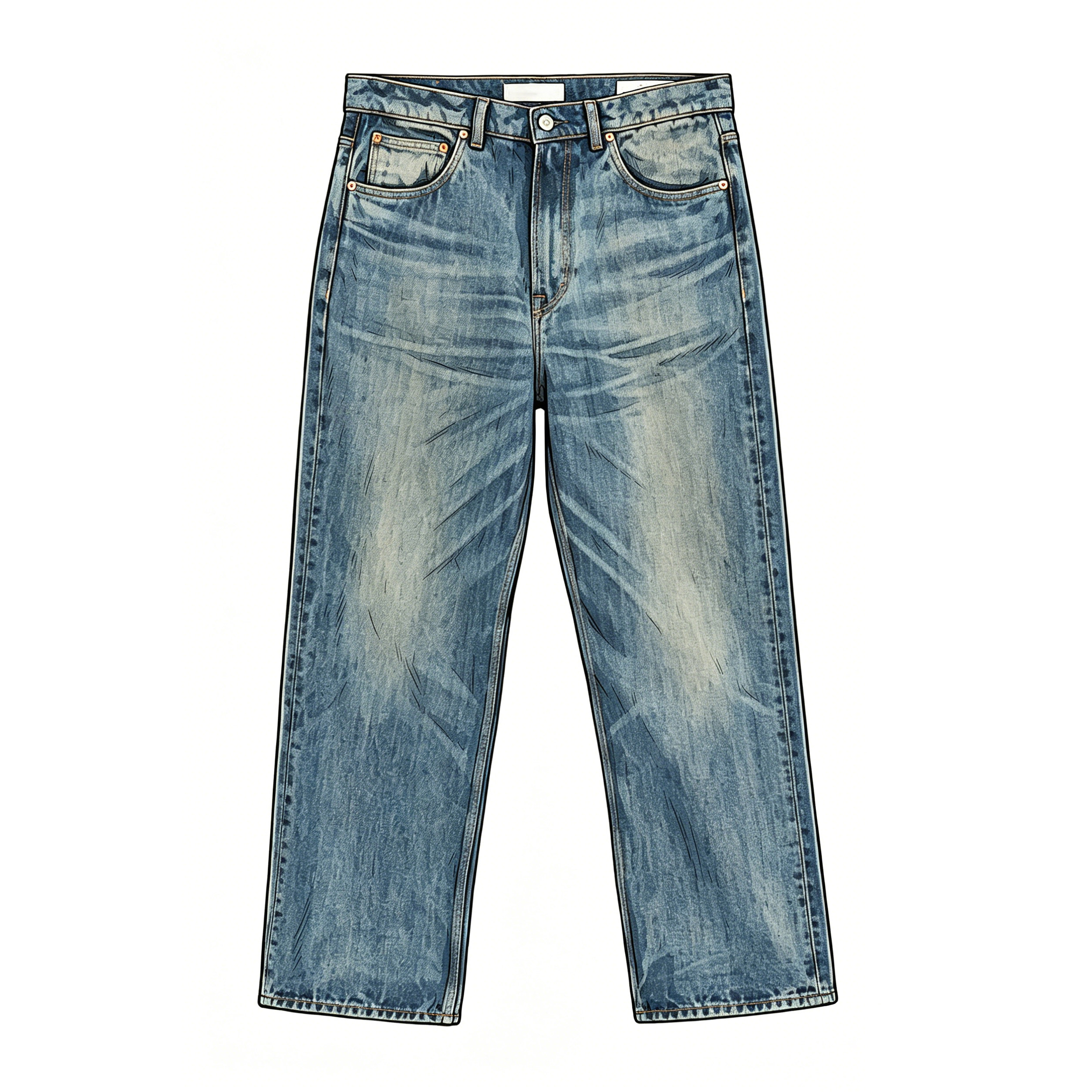 thumbnail for OL 26ss Rocker Storm Wash third cut jeans