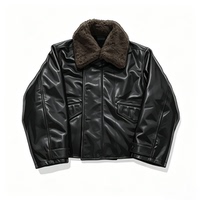 【i795】Genuine Leather Jacket with Fur Collar