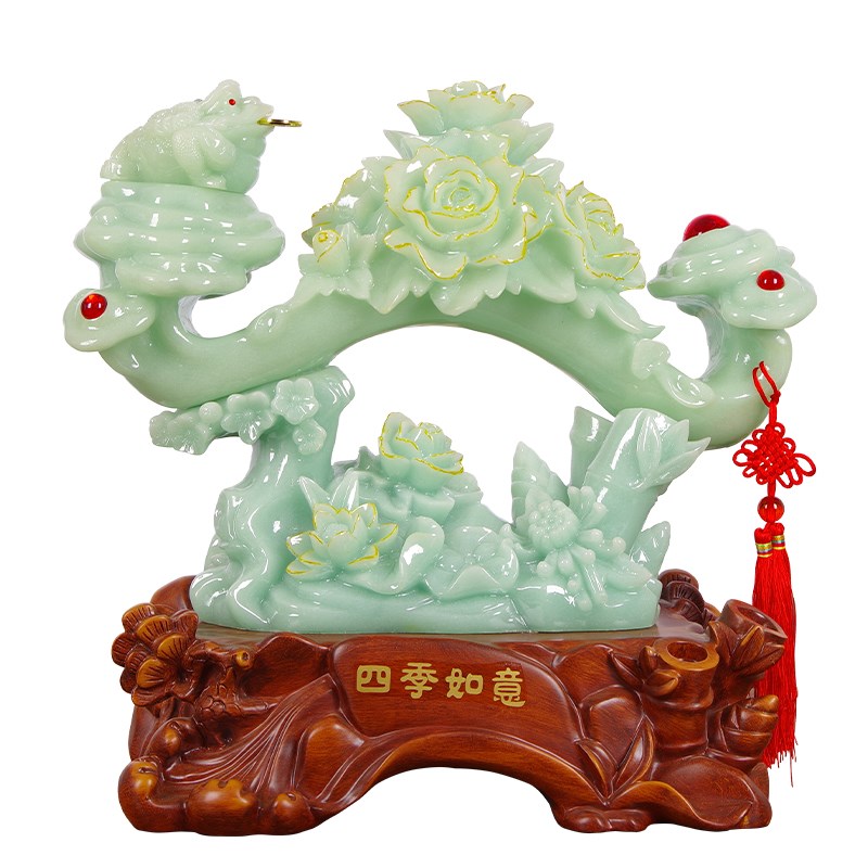 玉如意客厅摆件新中式o家居酒柜电视柜乔迁礼品办公桌前台桌面摆