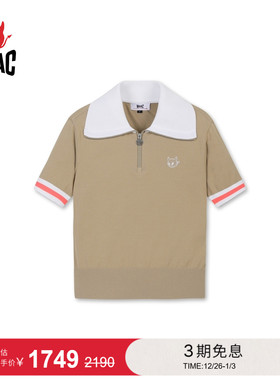 WAAC小恶魔官方春夏新品女士高尔夫服装HALF ZIP-UP短袖毛衣