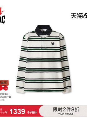 WAAC小恶魔官方早秋男士高尔夫服装Stripe Patterned长袖POLO
