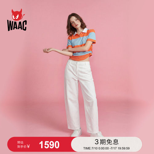 WAAC小恶魔官方春夏新品女士高尔夫服装STRIPE POLO短袖POLO衫