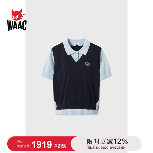 WAAC小恶魔官方春夏新品女士高尔夫服装KNIT POLO短袖POLO衫