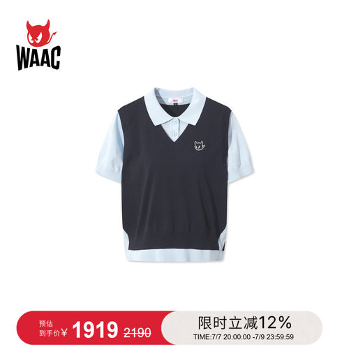 WAAC小恶魔官方春夏新品女士高尔夫服装KNIT POLO短袖POLO衫