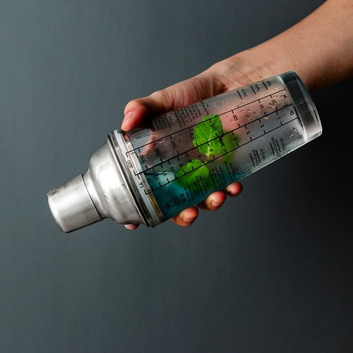 玻璃雪克壶套装刻度摇酒器带配方三段式调酒器鸡尾酒工具手摇杯子