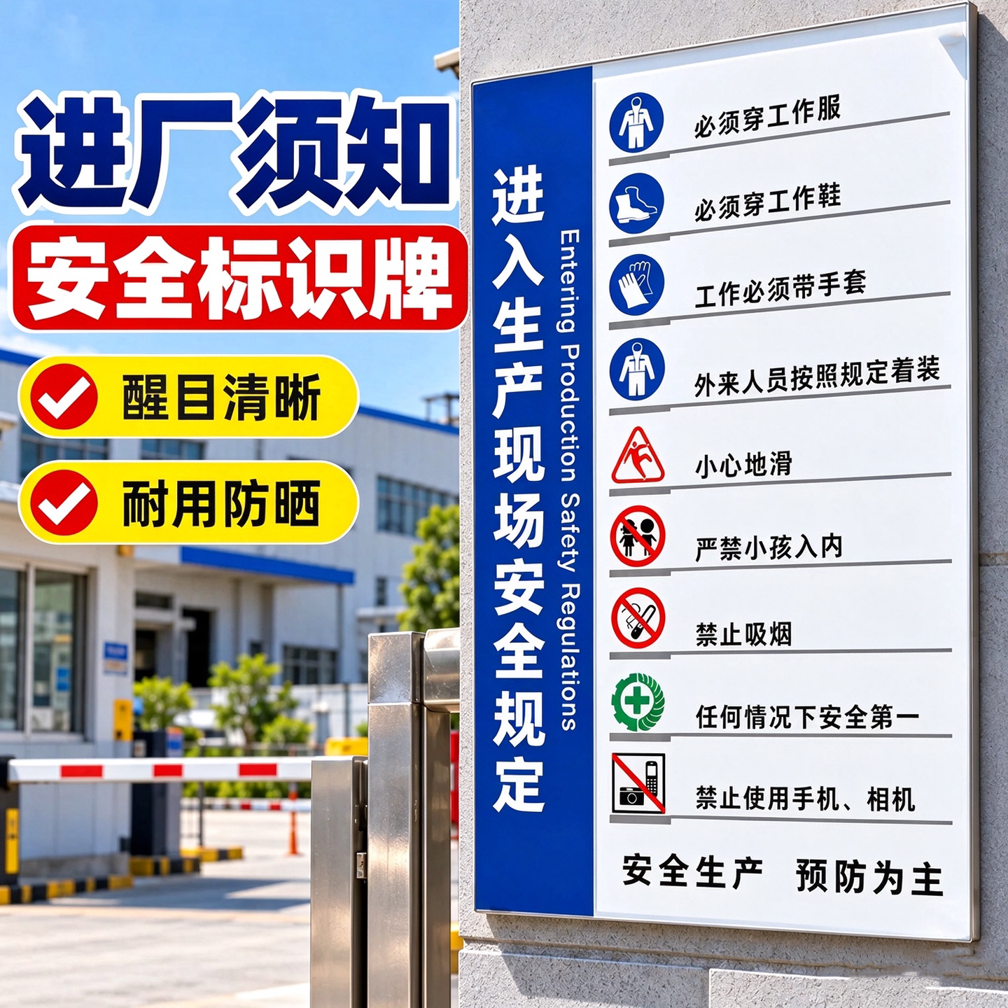 入厂安全须知标识牌生产现场