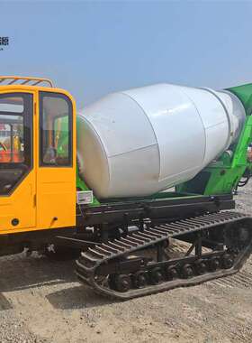 履带式混凝土搅拌上料车270度旋转搅拌罐车回转卸料搅拌车