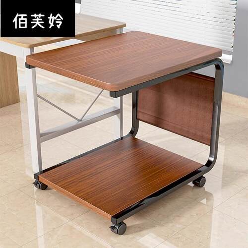 打印机置物架电脑桌旁双层主机收纳架可移动办公工位落地主机托架