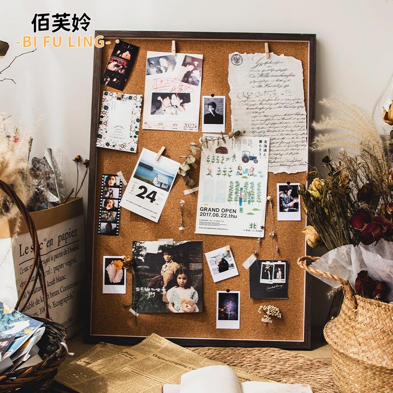 拍立得相框手工diy图钉固定照片打印装裱留言板软木板大画框