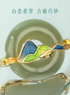 故宫千里江山和田玉手串平安扣设