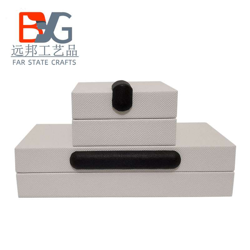 收纳盒样板间酒店玄关北欧风现代简约皮质软装饰品盒子首饰盒摆件