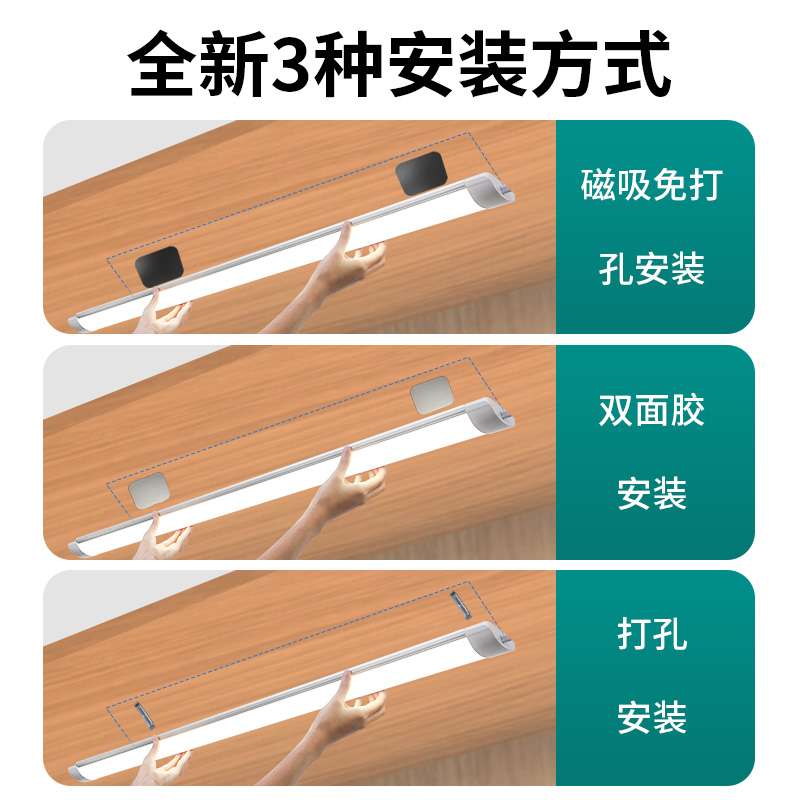 ?led灯条酷毙灯管直插式日光磁吸附宿舍长条书桌家用吸顶照明