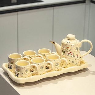 乔迁送礼礼品 创意陶瓷水具茶具小清新轻奢茶壶茶杯喝水杯子套装