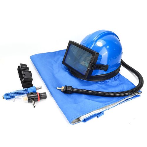 空调式供氧喷沙头盔平玻璃u镜片打砂帽连体分体喷砂防护服调温器