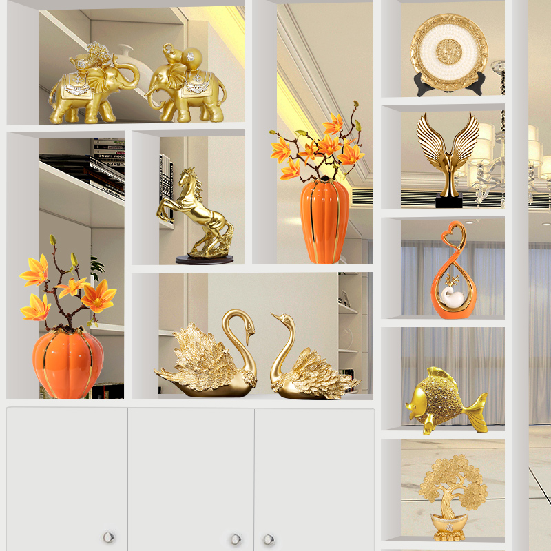 轻奢高档a客厅酒柜装饰品摆件家居电视玄关公司大堂高端大气上档