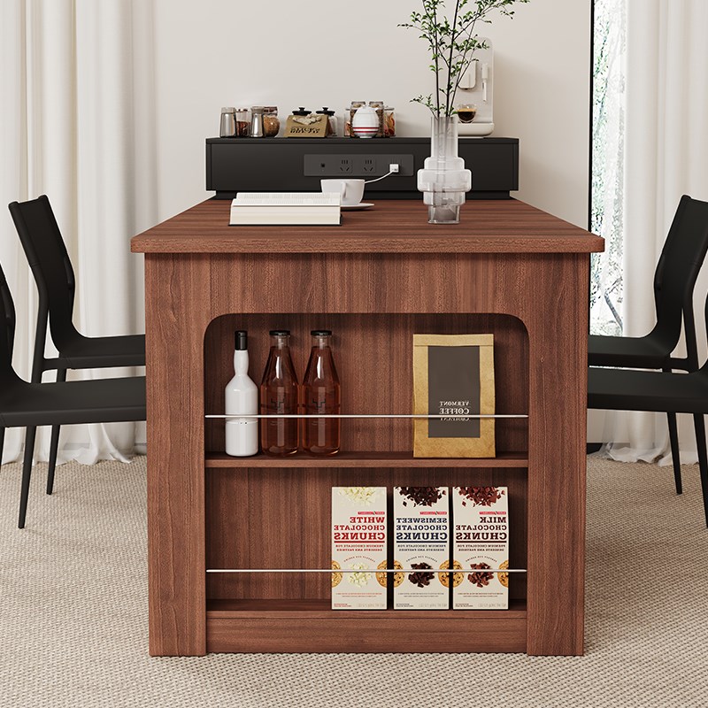 岛台餐桌一体可伸缩家用小户v型可折叠厨房移动导台带插座吧台高