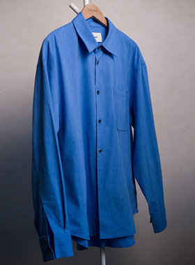 SageSalt克莱因蓝 条纹衬衫亚麻棉混纺 1039KB