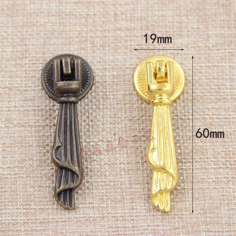 单孔柜门拉手隐形 暗装抽屉橱柜吊拉手 简约欧式古典青古铜色金色