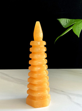 天然玉石雕刻 黄玉文昌塔摆件9层13层客厅办公室书房桌面装饰礼品