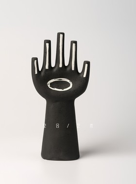 空合 样板间极简黑白手掌陶瓷摆件 衣帽间梳妆台首饰架软装饰品