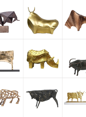 牛摆件金属铜动物现代新中式客厅玄关家居软装饰品样板房间售楼处