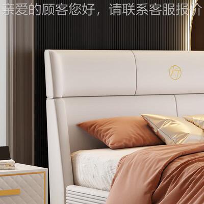 北真大床意式轻奢1.8米主卧婚现代简约双皮欧人床床皮艺软床M109B