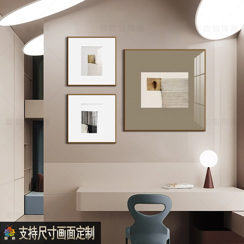 现代简约民宿酒店装饰画餐厅客厅沙发轻奢晶瓷画样板间正方形挂画图片