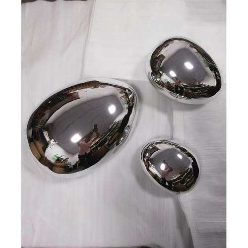 不锈钢石头鹅卵石水滴茶几镜面环氧树脂电镀壁饰户外室内雕塑摆件