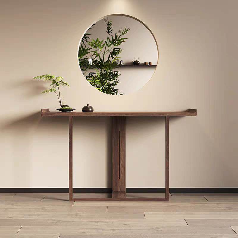 黑胡桃木家居入口门入口桌实木新中国风的条形箱子储物架艺术门厅