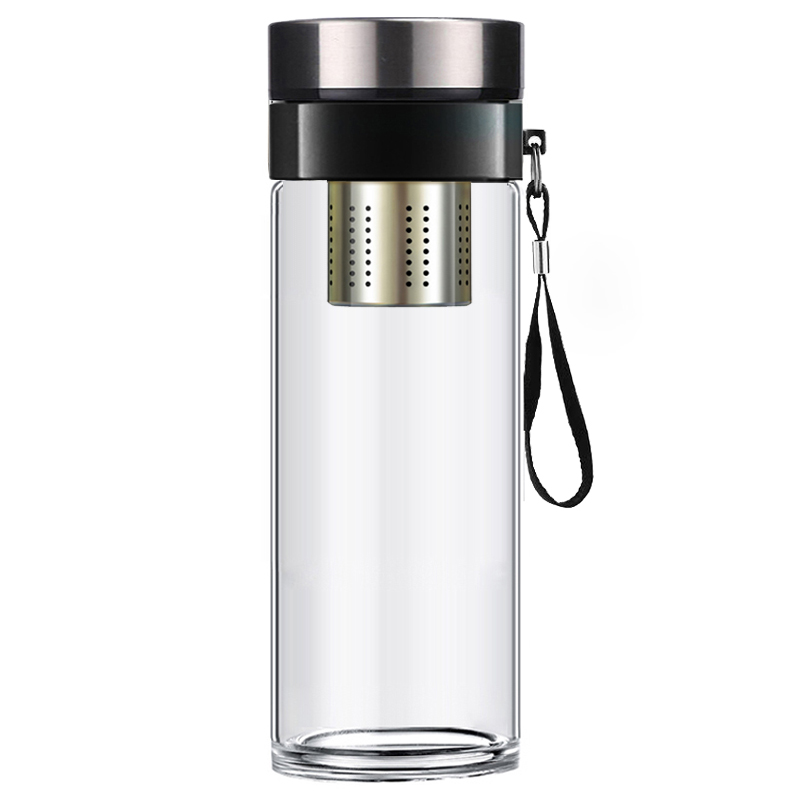 单层玻璃杯泡茶j喝水杯子大容量耐热茶杯套储物户外车载透明过滤