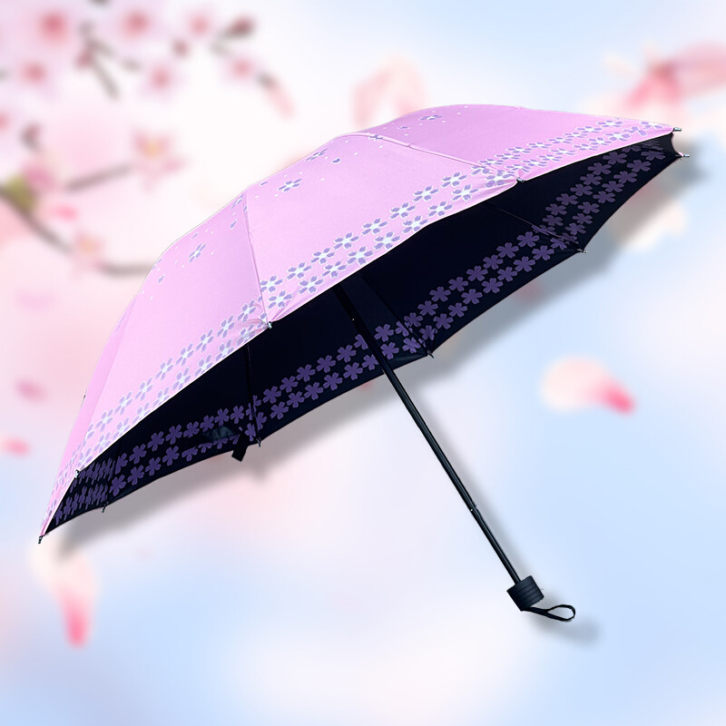 晴雨两用加厚黑胶伞十骨加大双人折叠伞双面印花遮阳太阳伞女批发