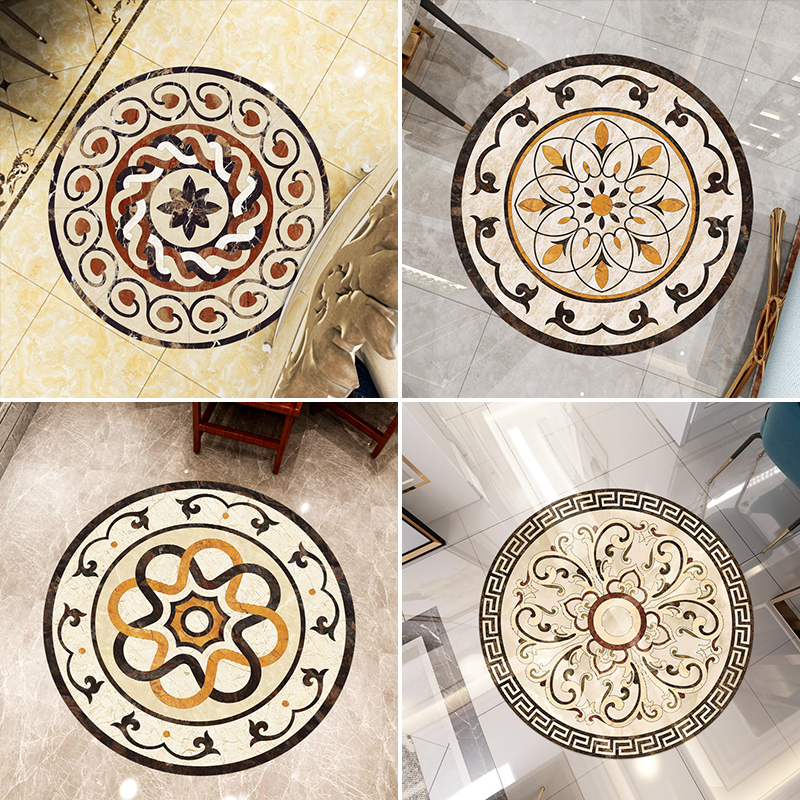 客厅门口入户地砖地板贴纸防滑耐磨自粘圆形欧式拼花瓷砖贴墙壁纸