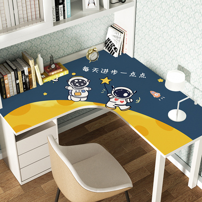 卡通转角书桌垫防水防油硅胶桌布弧形拐角写字台垫儿童L型桌定制