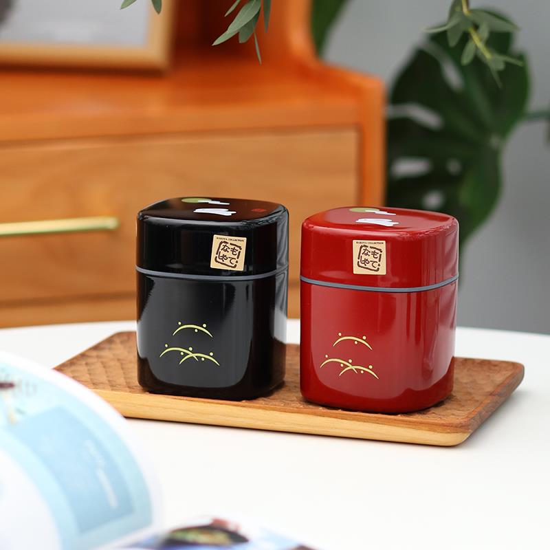 日本hakoya月兔漆器日式茶叶罐小号随身便携密封ABS树脂颜值茶罐