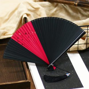 5寸女扇迷你全竹折扇镂空中国风古风扇子小折扇子舞蹈扇表演流苏