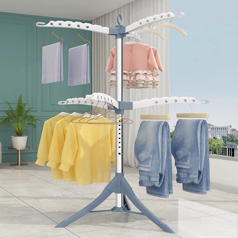 晾衣架可折叠落地卧室内阳台晒衣架不锈钢挂衣架伸缩家用晾衣服杆