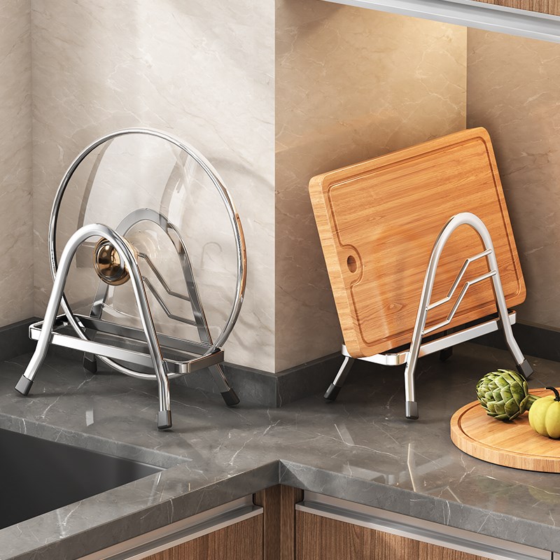 不锈钢厨房砧板i多功能置物架台面锅盖架菜板沥水收纳架案板放置