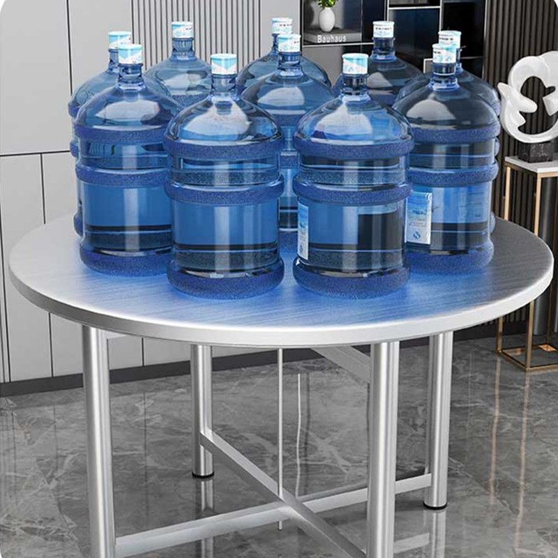 不锈钢圆b桌折叠桌子家用餐桌转盘食堂饭店餐饮大排档聚会商用桌