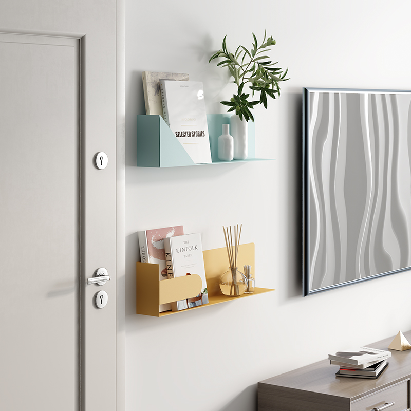 北欧墙上铁艺g置物架客厅电视沙发装饰架卧室收纳书架玄关壁挂隔