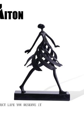 现代Normcore无障碍豪华黑色金属人物雕塑装饰品客厅入口样板房售