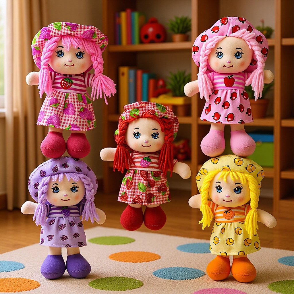 可爱布娃娃粉红橘黄色戴帽子水果衣服洋娃娃女孩礼物 跨境