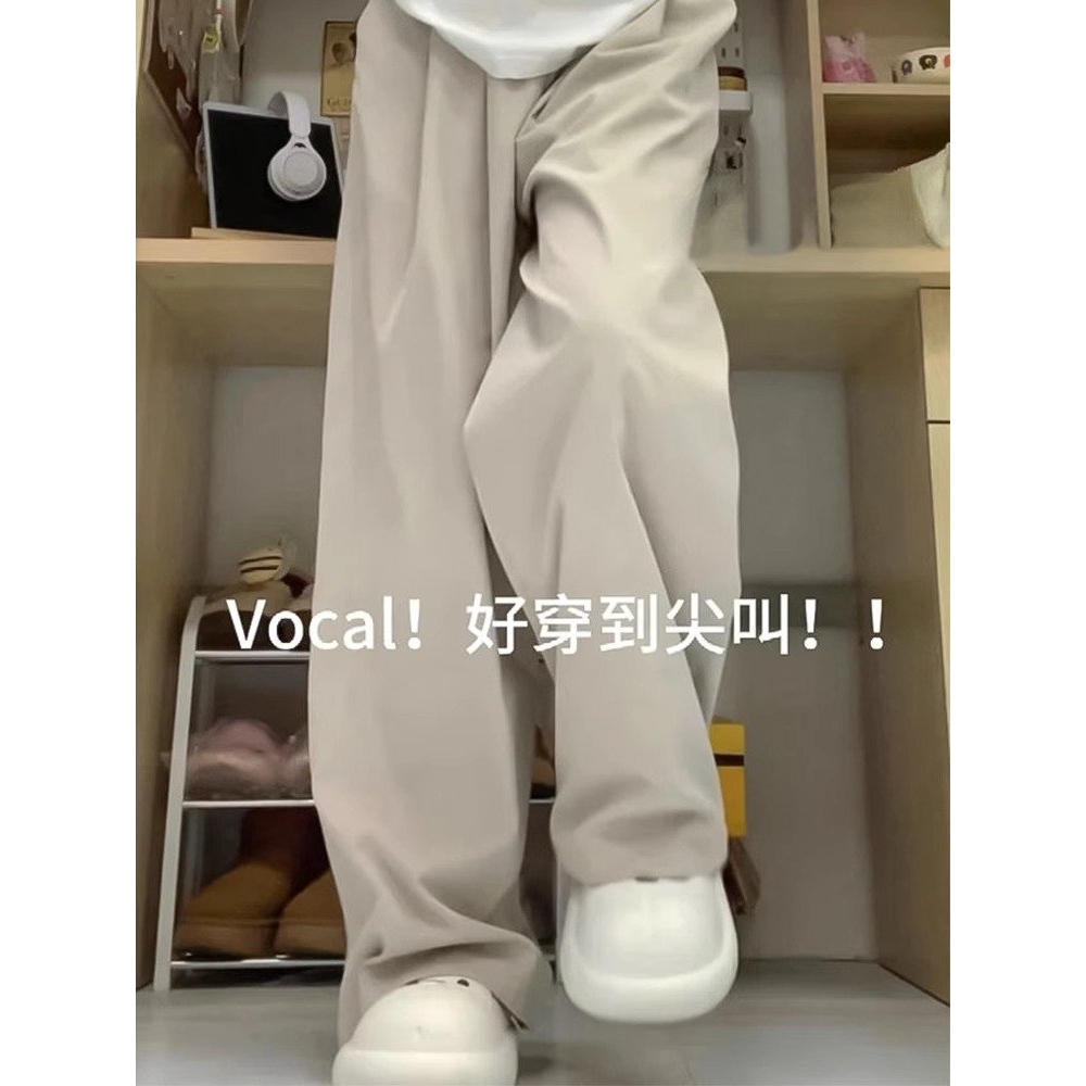 灰色冰丝山本裤女夏季薄款2025新款高腰显瘦宽松垂感休闲阔腿裤子