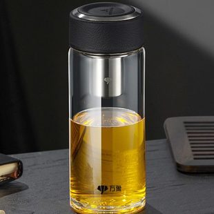 车载单层玻璃杯 万象泡茶杯透明简约大容量家用办公杯随身便携男士