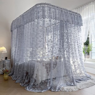 法式 2024新款 公主风U型导轨落地宫廷蚊帐床幔轻奢家用1.5米双人床