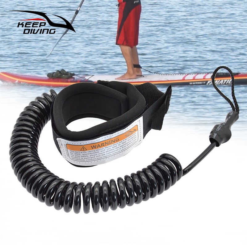 3米拉伸趴板冲浪板安全脚绳TPU弹簧绳弹力卷绳安全桨板牵引绑脚绳